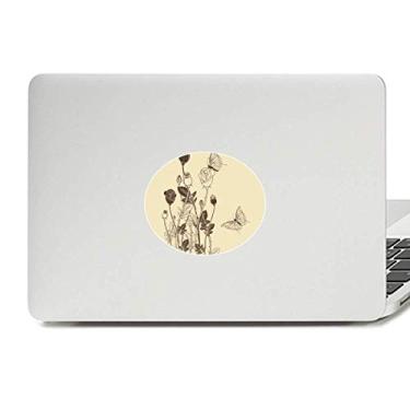 Imagem de Adesivo de notebook com estampa de folhas de borboleta, flores, plantas, vinil, decalque