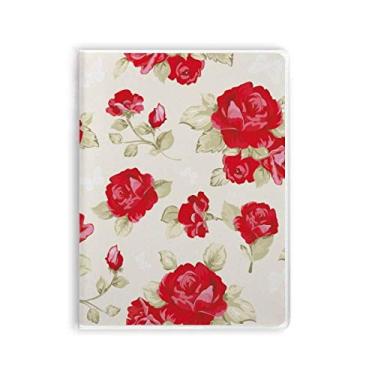 Imagem de Caderno de plantas de desenho vermelho rosa capa de goma Diário capa macia