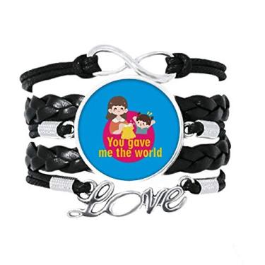 Imagem de OFFbb-USA Mother Loves Life World Art Deco Presente Fashion Pulseira Amor Acessório de Couro Trançado Corda Pulseira Presente