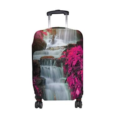 Imagem de U Life Capa protetora de bagagem para viagem com estampa de cachoeira e flores de lago,...