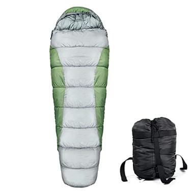 Imagem de GQYYS Saco de dormir para mamães, saco de dormir para mochila de 3 estações para adultos, leve, quente e lavável, saco de dormir para crianças, acampamento, caminhada, viagem, com bolsa de compressão portátil, 23080 – Super verde