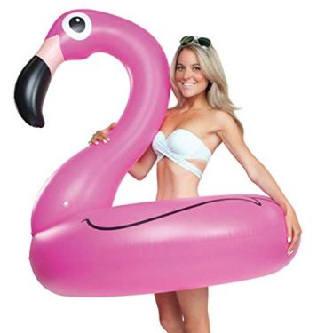 Imagem de Boia Inflável de Piscina Flamingo Gigante Rosa Circular Adultos Adolescentes