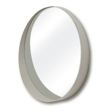 Imagem de Espelho Decorativo Redondo Branco 50 Cm + Alça Couro - Eleven