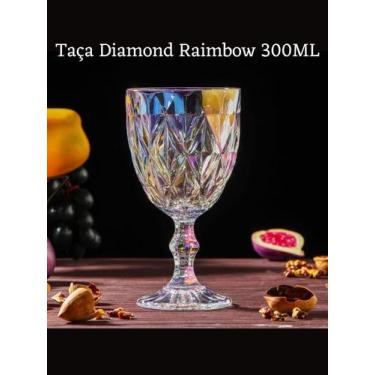 Imagem de Jogo 6 Taças Diamond Rainbow 300ml Taça Água Drink Vinho Bebida Suco E