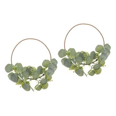 Imagem de Hemobllo 2 Peças De Guirlanda De Eucalipto Sinal De Porta De Madeira Decoração De Guirlanda Falsa Guirlanda Floral De Verão Guirlanda De Porta De Casamento Decorações Verdes Decoração De