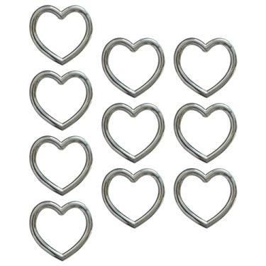 Imagem de Dynwave 10x metal artesanato anel fivelas saco de fixação de ferragem acessórios de reparo ligando anéis fivelas cintos fivela para bolsas bagagem, Coração 35.5x33x3.4mm