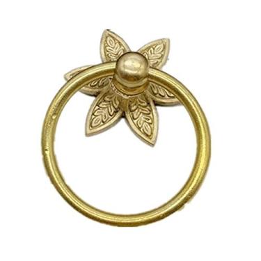 Imagem de Maçaneta de gaveta Maçaneta de porta cobre puro anel de porta de madeira antiga alça de cobre decorativa (latão 6 cm)