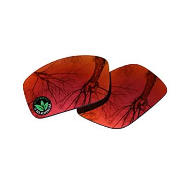 Imagem de Raydi Lentes de reposição de policarbonato para óculos de sol retangulares Costa Del Mar Motu - Vermelho Fogo espelhado - Polarizado