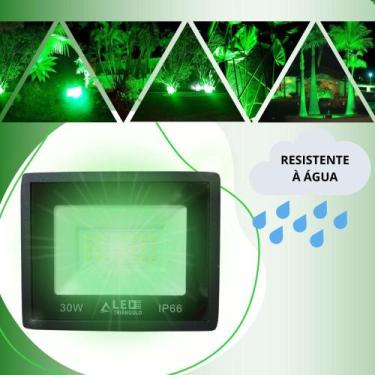 Imagem de Refletor Led Holofote 30W Verde Bivolt Ip66 Prova D'agua - Led Triangu