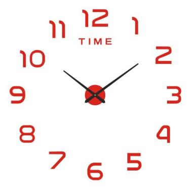 Imagem de Relógio decorativo de parede 3D, relógio de parede silencioso DIY 2024, relógio de parede 3D sem moldura, relógio de parede 3D DIY para sala de estar, quarto, decoração de escritório (40 cm, vermelho)