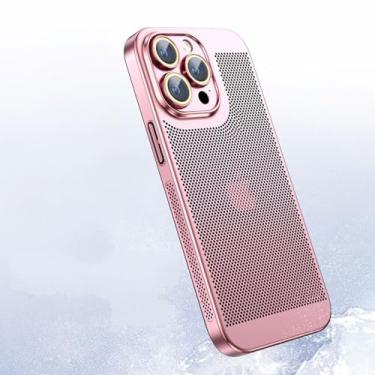 Imagem de Capa de telefone de malha de refrigeração ultra-fina para iphone 15 14 13 12 11promax xs max caso de pc com lente filme de vidro, rosa, para iphone 8