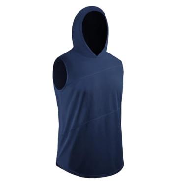 Imagem de Camiseta de compressão masculina Active Vest Body Shaper Slimming Workout Neck Muscle Fitness Tank, Azul-escuro, XG