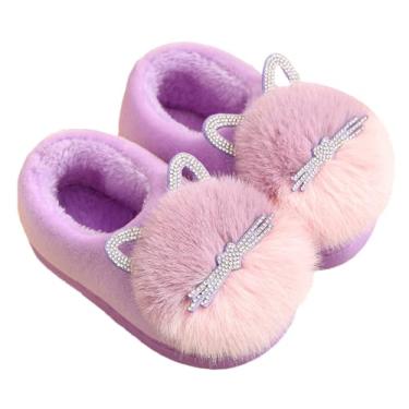 Imagem de Chinelos infantis para meninas e crianças chinelos fofos casa de gato chinelos felpudos chinelos rosa chinelos quentes de inverno sapatos macios para casa, A - roxo, 1-2 Little Kid