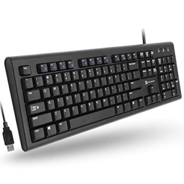 Imagem de X9 Performance Teclado com fio – Teclado USB para computador com revestimento zeólito de zinco prateado – Cabo de 1,8 m para laptop, PC, Chromebook – Perfeito para escritório
