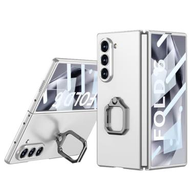 Imagem de LTLMYDAM Capa para Samsung Galaxy Z Fold 6, capa com suporte de anel de 360° ultrafina fosca PC protetor de tela frontal antiqueda, prata