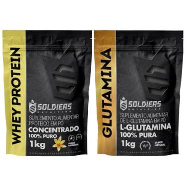 Imagem de Kit: Whey Protein Concentrado 1Kg + Glutamina 1Kg - 100% Importado - Soldiers Nutrition Sabor:Baunilha