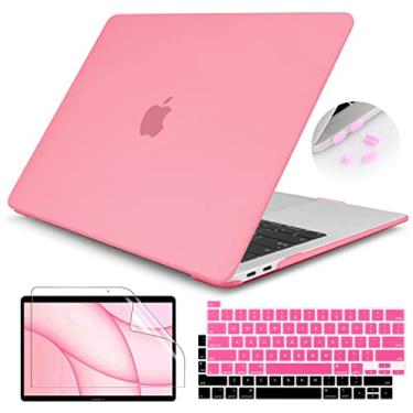 Imagem de Teryeefi Capa para MacBook Pro 13 polegadas 2022 2021 2020 M1 M2 A2338 A2289 A2251 A2159 A1989 A1706 com Touch Bar e Touch ID, capa rígida de cristal de plástico e película de teclado para Mac Pro 2016-2019 13, rosa