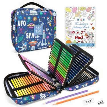 Imagem de H & B Materiais de arte, pacote com 120 materiais de desenho para adultos, kit de desenho com livro de desenho, livro de colorir, lápis de cor à base de óleo para artistas