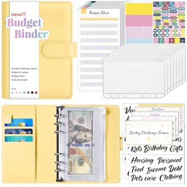 Imagem de Sooez Fichário de orçamento com desafio de economia de dinheiro, fichário para economizar dinheiro com envelopes de dinheiro, folhas de despesas, rastreador de desafios e etiquetas de categoria, livro