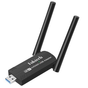 Imagem de Adaptador WiFi 6E AX5400M USB 3.0 WiFi para PC Desktop, 802.11AX, Tri-Band 6GHz/5GHz/2,4GHz, Antenas duplas de 5dBi, adaptador de rede sem fio USB WiFi Dongle para laptop, compatível apenas com