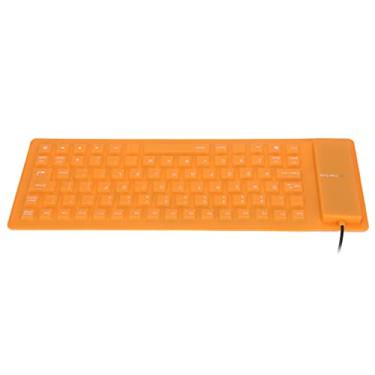Imagem de Teclado de Silicone Leve Portátil à Prova D'água Macio e Confortável Teclado de Silicone Com Fio USB para PC (Laranja)