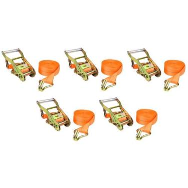 Imagem de Kit 5 catraca + 5 cinta amarração 1,5t x 9m x 50mm rabicho j - OMEGA