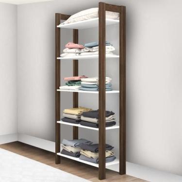 Imagem de Closet 5 Prateleiras 65 Cm Az1005 Branco/Nogal - Tecno Mobili, Sem Por