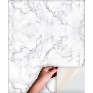 Imagem de Adesivo Piso Lavável Chão Marmore Cinza E Branco Premium 2mt - DecoraP