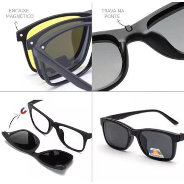 Imagem de Óculos Clipon Sol Armação Masculino Grau Quadrada Palawan 5 - Shark Óc
