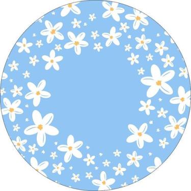 Imagem de Painel De Festa Redondo 1,50x1,50 - Flores Margaridas Azul 190 - Via C