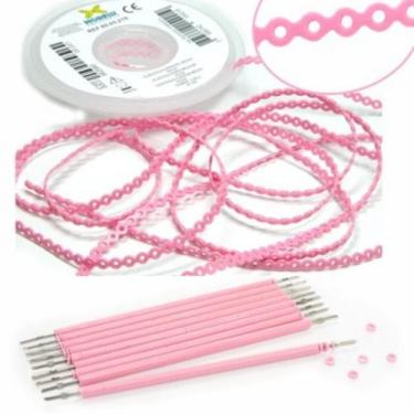 Imagem de Kit 10 elastic bengala rosa bebê + 1 corrente rosa bebê médio 1,5m - M