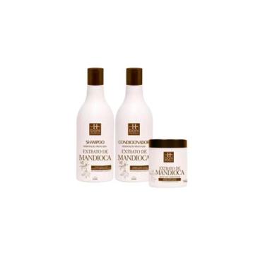 Imagem de Kit Home Care Extrato De Mandioca Hboni 3*500ml