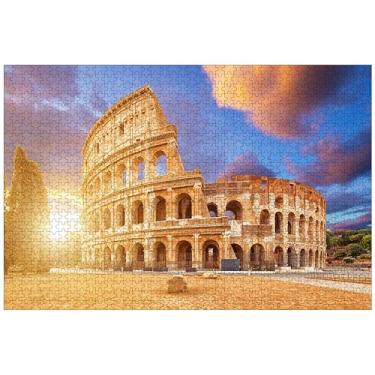 Imagem de Beautiful Sunrise Over The Coliseum, Roma, Itália, 1000 peças, quebra-cabeça de madeira com foto personalizada para adultos, amigos, presente para casamento, aniversário, dia dos namorados, decoração