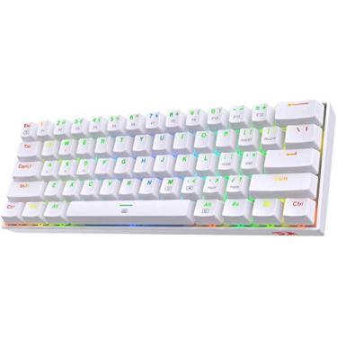 Imagem de Redragon Teclado para jogos K630 Dragonborn 60% RGB com fio, teclado mecânico compacto de 61 teclas com interruptor azul tátil, suporte para driver profissional, branco