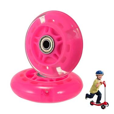 Imagem de Rodas de substituição para scooter, 2 peças de rodas de flash de LED de 80 mm, mini maxi micro scooter rodas de skate luzes piscantes traseiras ABEC-7 80 mm para crianças e adolescentes patinação