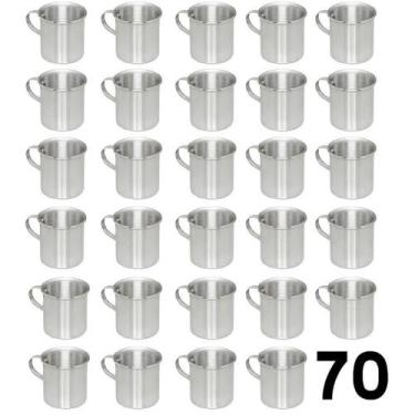 Imagem de Jogo 70 Canecas De Alumínio Polido Resistente com Alça 300ml - Okaysho