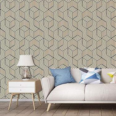 Imagem de Papel de parede geométrico com linha de cubo 43 cm x 93 m, autoadesivo para destacar e colar para cozinha, bancada, armário, decoração de quarto