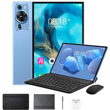 Imagem de DIVENT P60 - Tablet 3 em 1 com Estojo/Teclado/Mouse/Fone de Ouvido, Tela 10.1", 16GB RAM + 512GB ROM, Câmeras 24MP e 32MP, Bateria 20.000 mAh, WiFi 6 + Bluetooth 5.0, Android 14 (Azul)