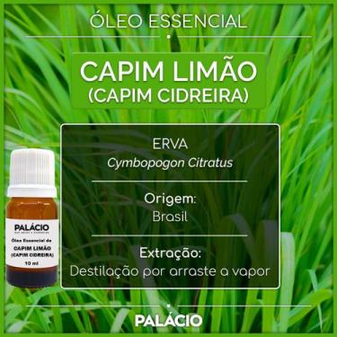 Imagem de Óleo Essencial de Capim Limão (Capim Cidreira) 10 ml 100% Puro - Palác