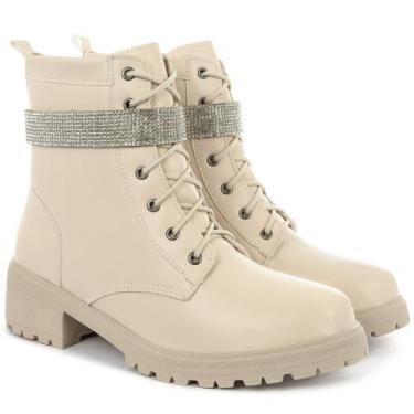 Imagem de Coturno Feminino Bota Tratorada Salto Baixo Confortável - OLZZY, Off w