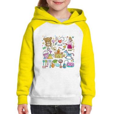 Imagem de Moletom Infantil Brinquedos - Foca na Moda, Branco, Amarelo, 2