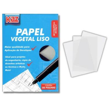Imagem de Papel Vegetal Liso Desenho Escolar Branco A4 65g 50 folhas - Kaz