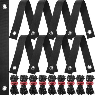 Imagem de Sintuff Conjunto de 9 conjuntos de estacas de árvore para serviço pesado de 40 cm de tiras de árvore para estaca e corda de 4 m para suporte de ancoragem de plantas inclinadas para jardim (preta)