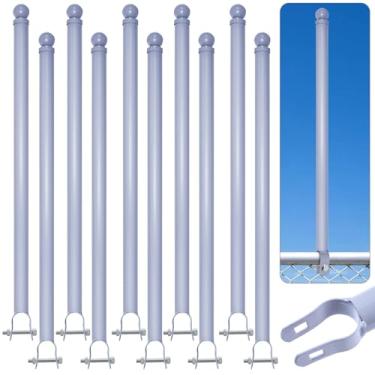 Imagem de YXJSTO Extensões de poste de cerca de elo de corrente de 10 pacotes, extensões de braço de arame farpado de 25" para trilho superior de 1-3/8", extensor de poste de cerca de aço galvanizado