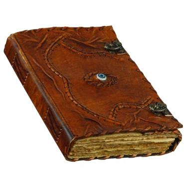 Imagem de Livro de feitiços Abracadabra, presentes e decorações de Halloween, diário de couro, livro das sombra para escrita, melhores presentes de Abracadabra para homens e mulheres (33 x 25 cm, marrom)