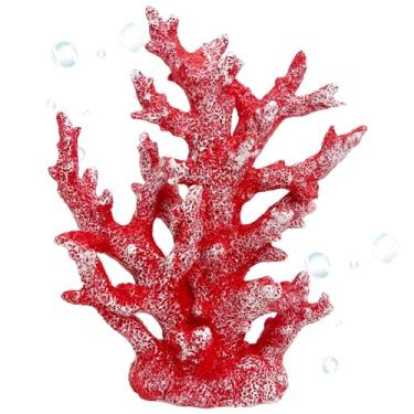 Imagem de PINVNBY Decorações de corais de aquário decoração de recife de coral artificial resina plantas de aquário acessórios de aquário para paisagem de aquário (vermelho)