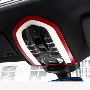 Imagem de MaKeHoblion Capa de faixa de iluminação de leitura frontal de carro capa de painel de lâmpada de leitura para Porsche Macan 2014-2024 acessórios interiores acabamento de decoração (vermelho)