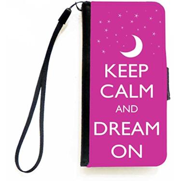 Imagem de Rikki Knight Keep Calm and Dream On - Capa carteira flip rosa rosa com aba magnética para Apple iPhone 5c