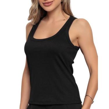 Imagem de Regata Feminina Blusa Básica Caneladinha Tecido Rib Canelado Confprtáv