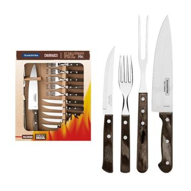 Imagem de Kit Churrasco 14 Peças Tramontina Churrasco 21199989 Marrom 21199989
